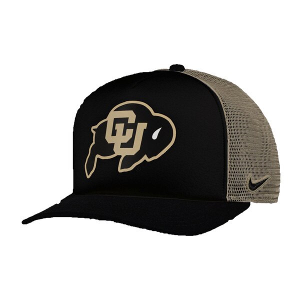 A black front foam trucker hat with Vegas Gold accents and a Vegas Gold C-U Buffalo logo.